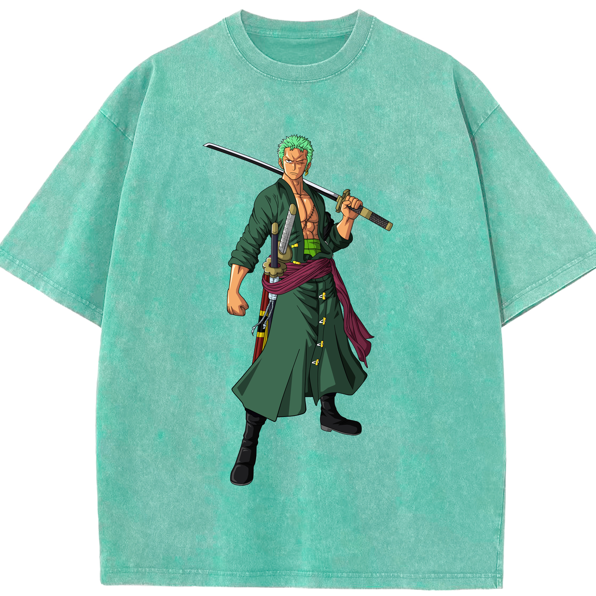 ワンピース ロロノア・ゾロ ONE PIECE Roronoa Zoro 綿100% ヴィンテージ風 半袖Tシャツ（フロントプリント）